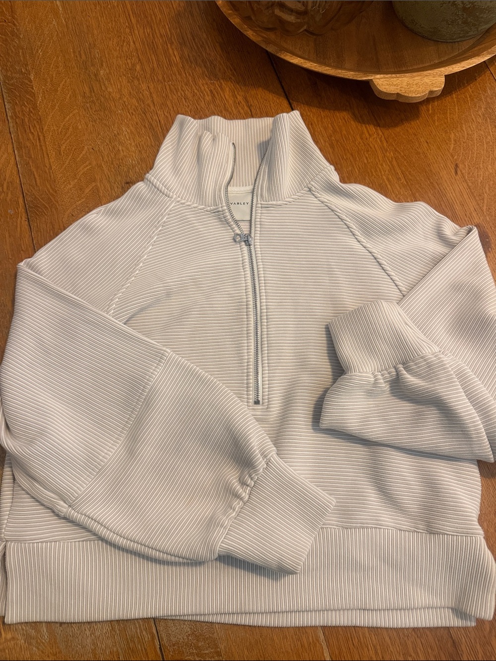 Varley Light Gray Quarter-Zip stripped